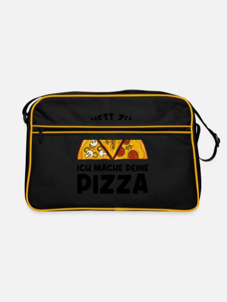 Sei Nett Zu Mir Ich Mache Deine Pizza Pizzabäcker - Retro Tasche - Schwarz/Gold