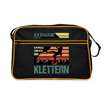 Ich Brauche Keine Therapie Bouldern Kletterer Fels - Retro Tasche - Schwarz/Gold - Vorne