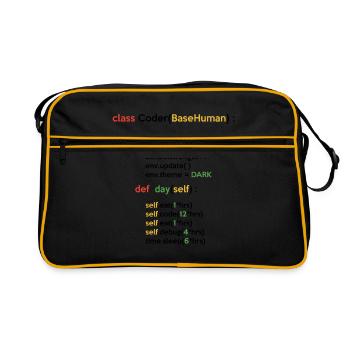 Class Coder Base Human Programming Coder Computer - Retro Tasche - Schwarz/Gold - Vorne