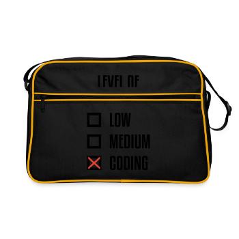 Level Of Awesomeness Low Medium Coding Programming - Retro Tasche - Schwarz/Gold - Vorne
