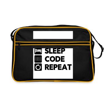 Eat Sleep Code Repeat Coder Programmer Software De - Retro Tasche - Schwarz/Gold - Vorne