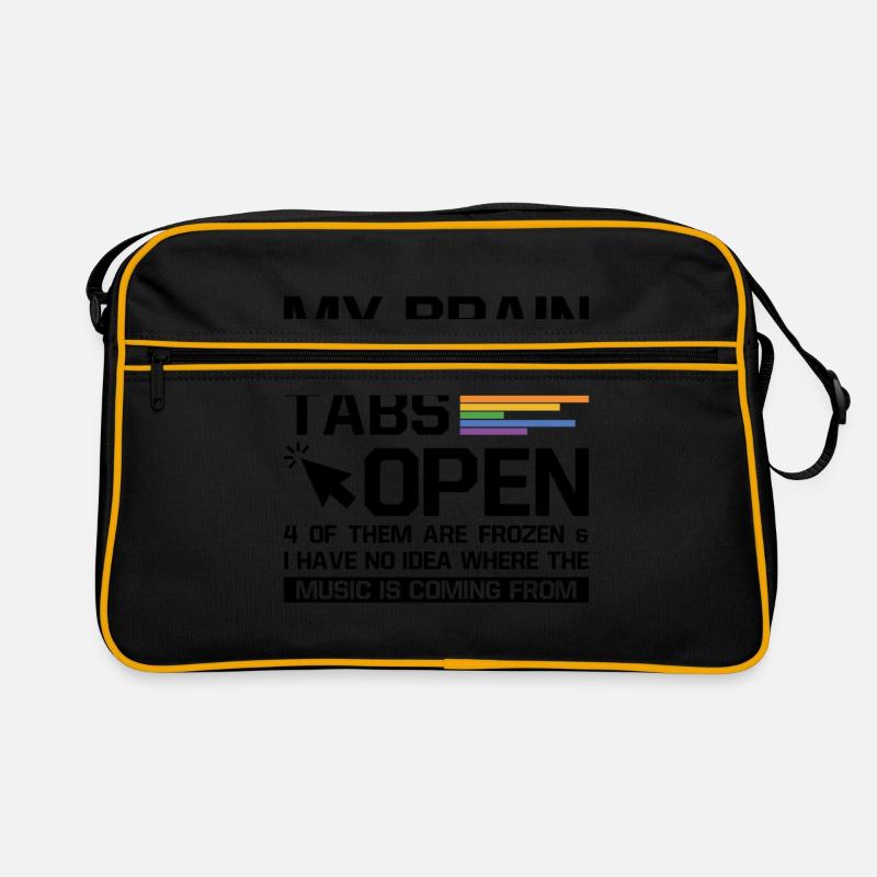My Brain Has Way Too Many Tabs Open Software Devel - Retro Tasche - Schwarz/Gold