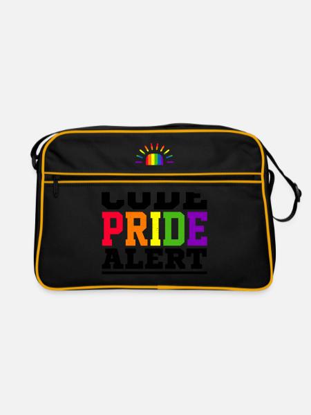 Code Pride Alert Bisexual Lesbian Love Asexual Tra - Retro Tasche - Schwarz/Gold - Vorne