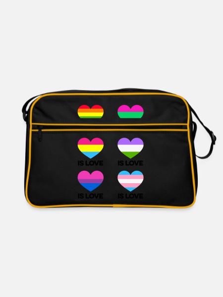 Love Is Love Transgender Diversity Rainbow Gay Lov - Retro Tasche - Schwarz/Gold
