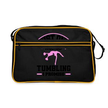 Just One More Tumbling I Promise Gymnast Cheerlead - Retro Tasche - Schwarz/Gold - Vorne