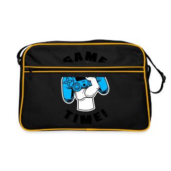 Game Time Video Game Player Gaming Gamer Console P - Retro Tasche - Schwarz/Gold - Vorne