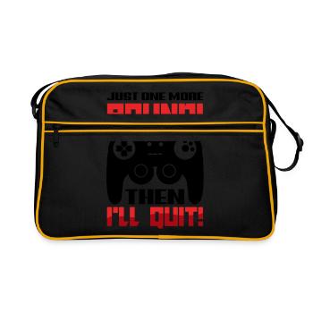 Just One More Round Then I'll Quit Video Game Play - Retro Tasche - Schwarz/Gold - Vorne