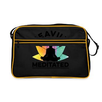 Heavily Meditated Meditate Meditation Relaxation B - Retro Tasche - Schwarz/Gold - Vorne