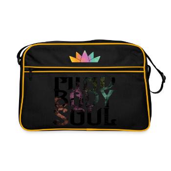 Mind Body Soul Meditate Spirituality Relaxation Me - Retro Tasche - Schwarz/Gold - Vorne