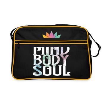 Mind Body Soul Meditate Spirituality Relaxation Me - Retro Tasche - Schwarz/Gold - Vorne