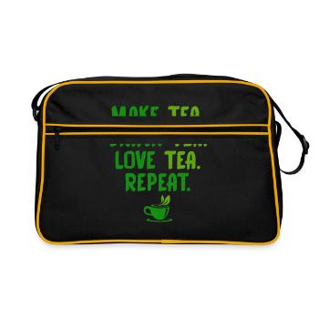 Make Tea Drink Tea Love Tea Repeat Tea Drinker Bre - Retro Tasche - Schwarz/Gold - Vorne