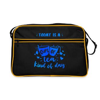 Today Is A Multiple Cups Of Tea Kind Of Day Tea Dr - Retro Tasche - Schwarz/Gold - Vorne