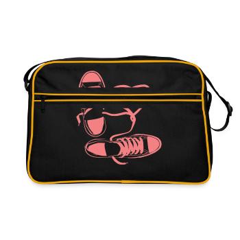 Schuh Schuhe Sportschuh Halbschuhe Sneaker - Retro Tasche - Schwarz/Gold - Vorne