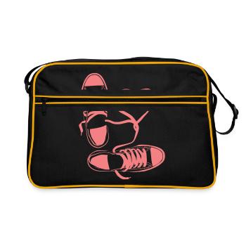 Schuh Schuhe Sportschuh Sneaker Halbschuh - Retro Tasche - Schwarz/Gold - Vorne
