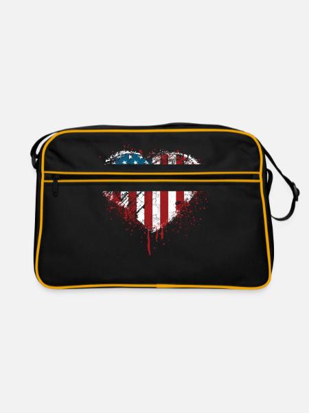 Amerikanischer Flagge USA United States Of America - Retro Tasche - Schwarz/Gold - Vorne