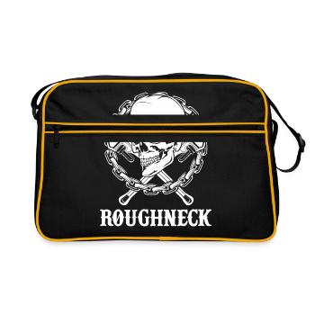 Harte Arbeit Bohranlage Arbeiten Handarbeit - Retro Tasche - Schwarz/Gold - Vorne