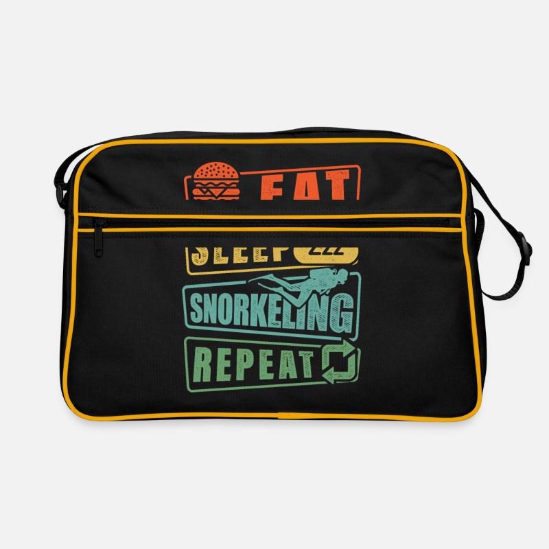 Eat Sleep Snorkel Repeat Scuba Diver Diving Snorke Retro Tasche