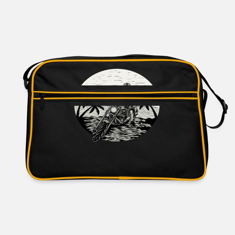 Motorrad Motorradfahrer Biker Feuerstuhl Biken - Retro Tasche - Schwarz/Gold