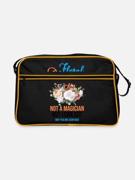 Floral Designer Not A Magician But I Can See Botan - Retro Tasche - Schwarz/Gold - Vorne