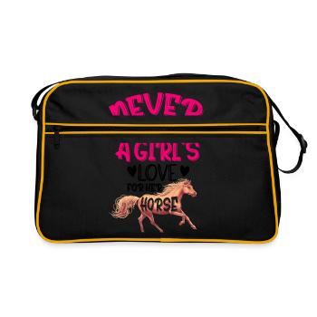 Never Underestimate A Girl's Love For Her Horse Eq - Retro Tasche - Schwarz/Gold - Vorne