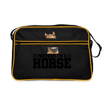 Pretend I'm A Horse Equestrian Horse Riding Horse - Retro Tasche - Schwarz/Gold - Vorne
