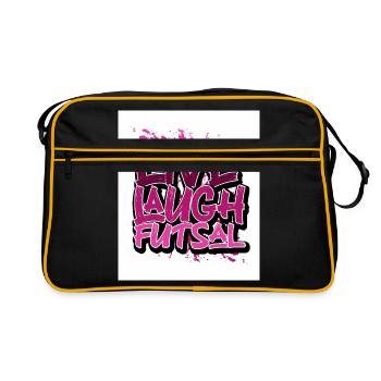 Live Laugh Futsal Indoor Soccer Player Football Pl - Retro Tasche - Schwarz/Gold - Vorne