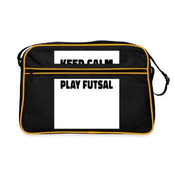Keep Calm And Play Futsal Indoor Soccer Player Foo - Retro Tasche - Schwarz/Gold - Vorne