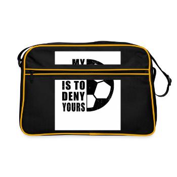My Goal Is To Deny Yours Football Player Indoor So - Retro Tasche - Schwarz/Gold - Vorne