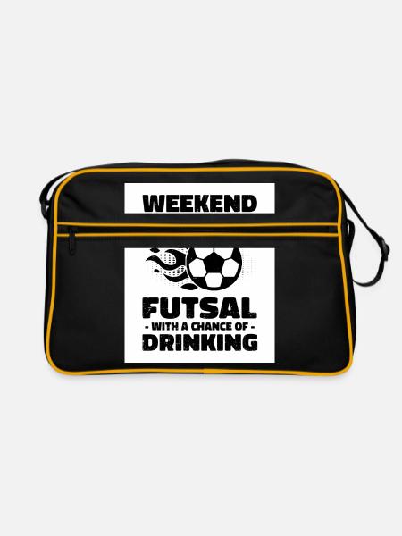 Weekend Forecast Futsal With A Chance Of Drinking - Retro Tasche - Schwarz/Gold - Vorne