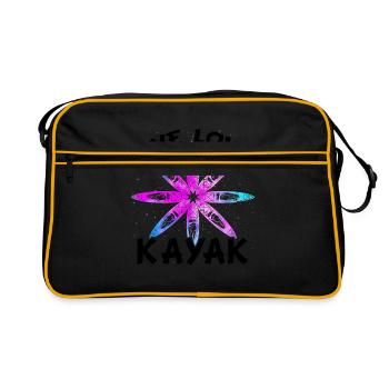 Live Love Kayak Kayaking Rowing Rower Canoe Rower - Retro Tasche - Schwarz/Gold - Vorne