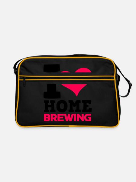 Love Graphic Homebrewing Winemaking Brewery Craftb - Retro Tasche - Schwarz/Gold - Vorne