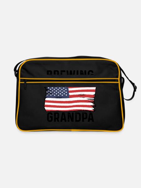 Grandpa Graphic Homebrewing Winemaking Brewery Cra - Retro Tasche - Schwarz/Gold - Vorne