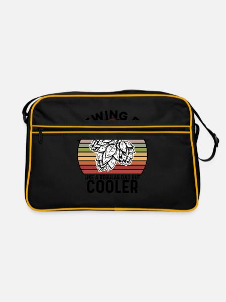 Brewing Dad Like A Regular Dad But Cooler Homebrew - Retro Tasche - Schwarz/Gold - Vorne