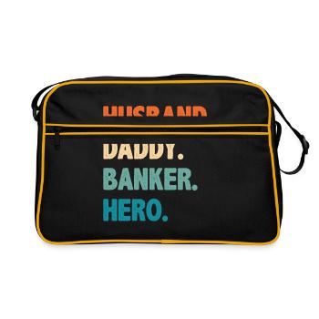 Husband Daddy Banker Hero Finance Bookkeeper Cashi - Retro Tasche - Schwarz/Gold - Vorne