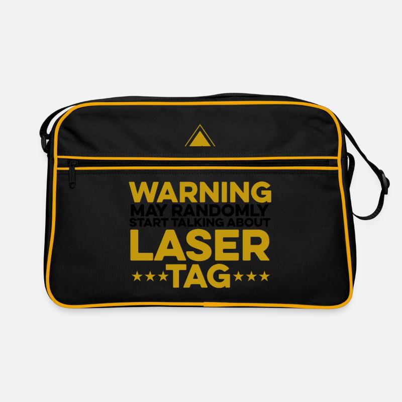 Warning May Randomly Start Talking About Lasertag Retro Tasche
