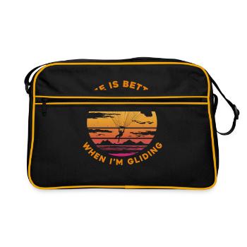 Life Is Better When I'm Gliding Paragliding Paragl - Retro Tasche - Schwarz/Gold - Vorne