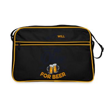 Will Cliff Dive For Beer Cliff Jumping Tombstoning - Retro Bag - black/gold - Front
