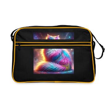 Magische Galaxy Katze im Universum - Retro Tasche - Schwarz/Gold - Vorne