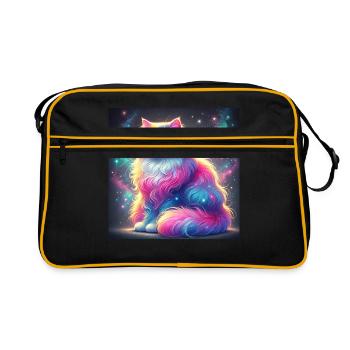 Magische Galaxy Katze im Universum - Retro Tasche - Schwarz/Gold - Vorne