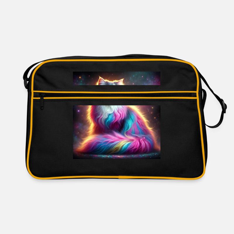 Magische Galaxy Katze mit Regenbogenfell Retro Tasche