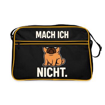 Pug says: I won't do it – cheeky dog motif - Retro Bag - black/gold - Front