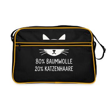 80% Baumwolle – 20% Katzenhaare - Retro Tasche - Schwarz/Gold - Vorne