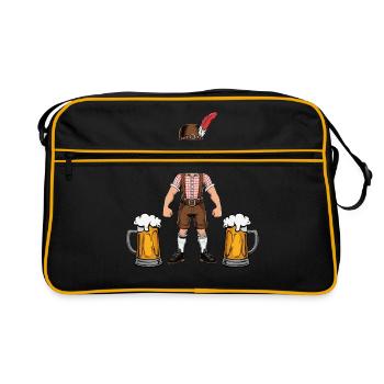 Boy in Lederhosen Beer JGA Mallorca Bavaria Booze - Retro Bag - black/gold - Front