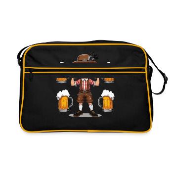 Boy in Lederhosen Beer JGA Mallorca Bavaria Booze - Retro Bag - black/gold - Front