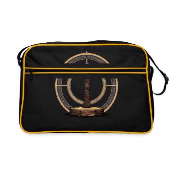 Wikinger Hammer Krieger Walhalla Runenkreis Thor - Retro Tasche - Schwarz/Gold - Vorne