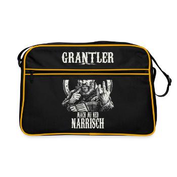 Grantler Grantig Bairischen Dialekten Bayern - Retro Tasche - Schwarz/Gold - Vorne