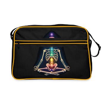 Skelett Yoga - Chakren Meditation - Retro Tasche - Schwarz/Gold - Vorne