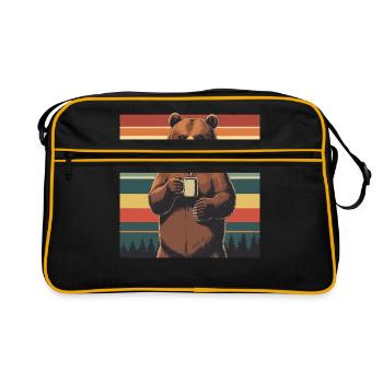 Grim Bear Tasse à café Ours Café Fatigué - Sac Retro - noir/or - Devant