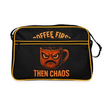 Coffee First - Chaos Tasse - Retro Tasche - Schwarz/Gold - Vorne