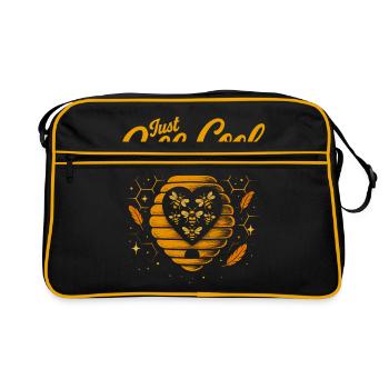 Just Bee Cool - Bienenstock Herz - Retro Tasche - Schwarz/Gold - Vorne